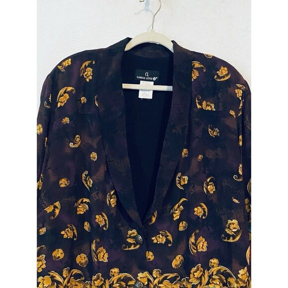 Carole Little Blazer Womens 18 Boho Artsy Floral Longline Lightweight Button Up - Picture 2 of 5